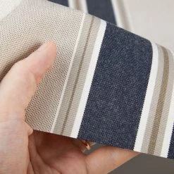 Sunbrella® Awning Stripe 4916-0000 Navy/Taupe Fancy 46" Fabric -Textile Store Sunbrella 4916 0000 Navy Taupe Fancy 46 Signature Series Awning Stripe 4