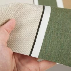 Sunbrella® Awning Stripe 4959-0000 Fern/Heather Beige Block 46" Fabric -Textile Store Sunbrella 4959 0000 Fern Heather Beige Block Stripe 46 Signature Series Awning Stripe 4
